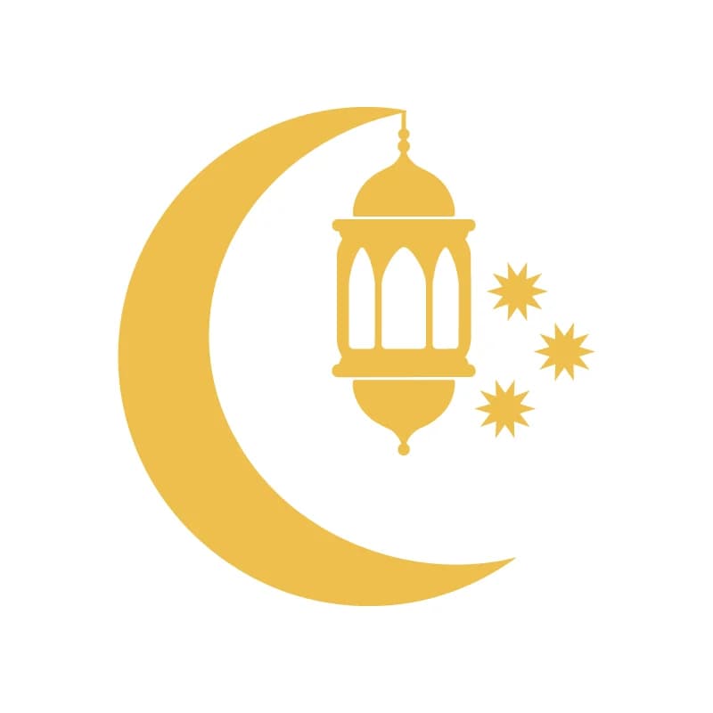 Crescent-shaped floral arrangement with premium dates and a lantern